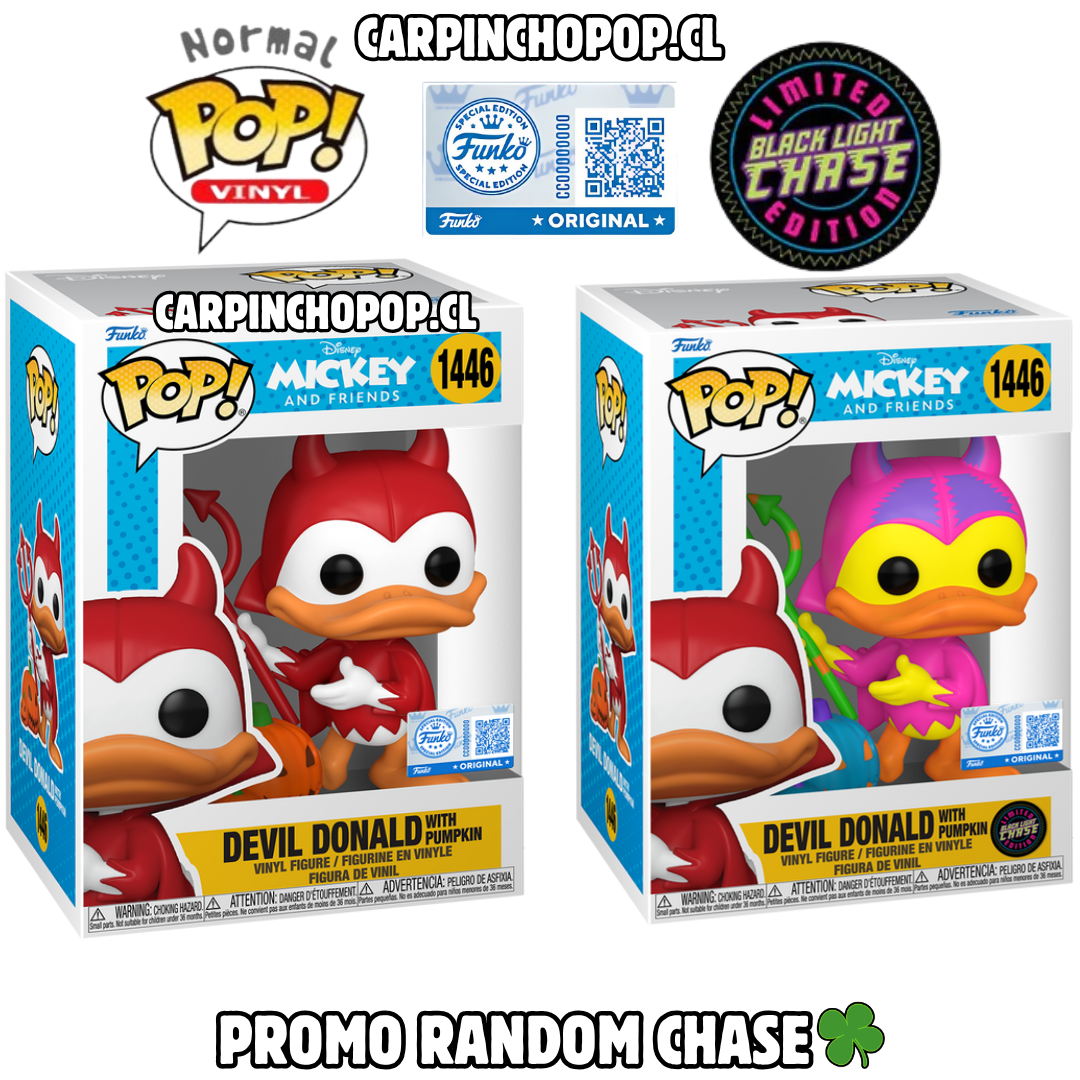 FUNKO POP DISNEY MICKEY AND FRIENDS - DEVIL DONALD WITH PUMPKIN 1446 EXCLUSIVO PROMO RANDOM CHASE EDITION