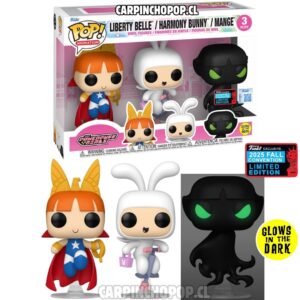 FUNKO POP 3 PACK CARTOON NETWORK LAS CHICAS SUPER PODEROSAS - LIBERTY BELLE / HARMONY BUNNY / MANGE GLOWS IN THE DARK EXCLUSIVO NYCC