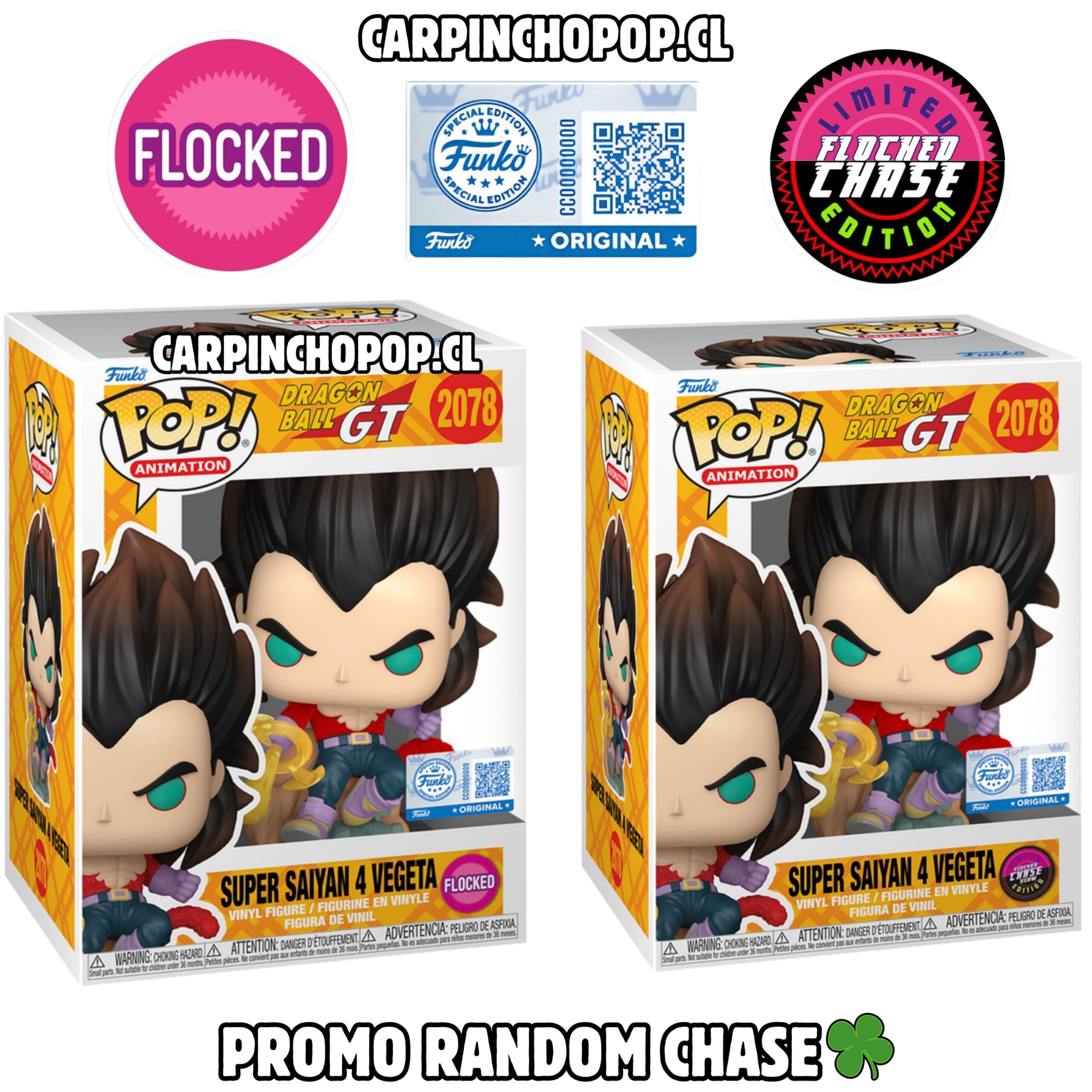 FUNKO POP DRAGON BALL GT - SUPER SAIYAN 4 VEGETA 2078 FLOCKED EXCLUSIVO PROMO RANDOM CHASE