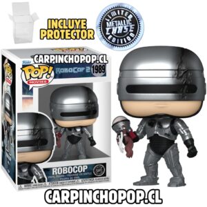 FUNKO POP MOVIES ROBOCOP  - ROBOCOP 1989 LIMITED METALLIC CHASE EDITION + PROTECTOR DE REGALO