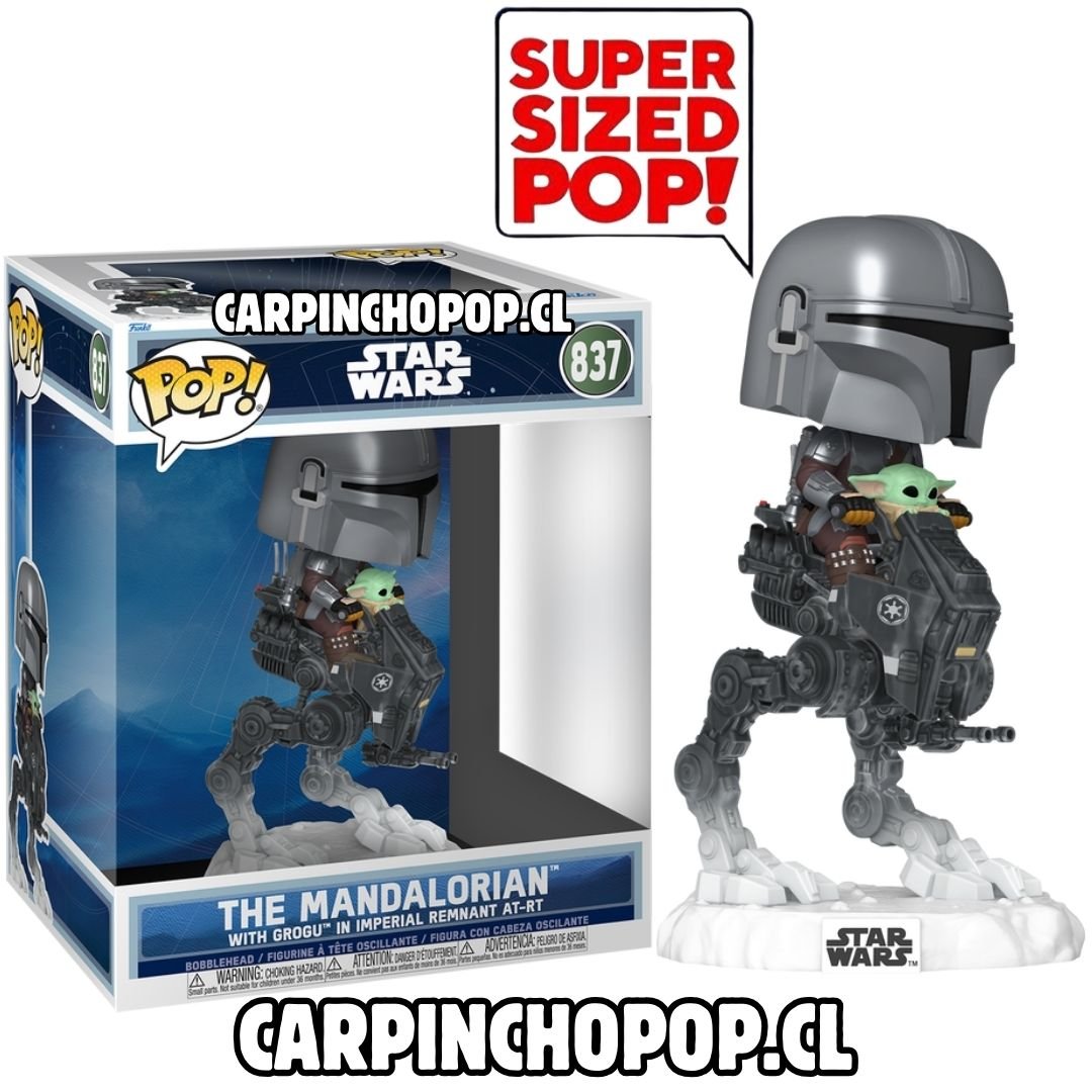 FUNKO POP DELUXE MOVIES STAR WARS THE MANDALORIAN AND GROGU - THE MANDALORIAN AND GROGU IN IMPERIAL REMNANT AT-RR 837 SUPER SIZED POP