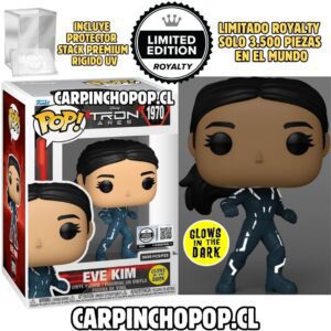 FUNKO POP MOVIES DISNEY TRON ARES - EVE KIM 1970 GLOWS IN THE DARK LIMITADO ROYALTY A 3.500 PIEZAS EN EL MUNDO + PROTECTOR STACK PREMIUM