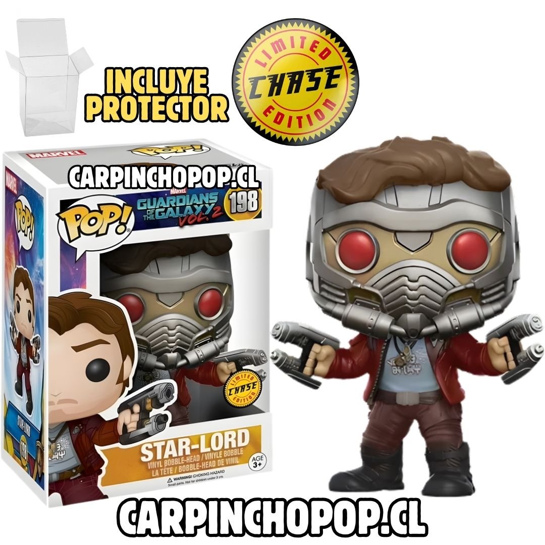 FUNKO POP MARVEL GUARDIANES DE LA GALAXIA - STAR LORD 198 LIMITED CHASE EDITION + PROTECTOR DE REGALO