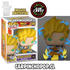 FUNKO POP DRAGON BALL DAIMA - SUPER SAIYAN 2 SON GOKU MINI 2305 LIMITED GLOW CHASE EDITION + PROTECTOR DE REGALO