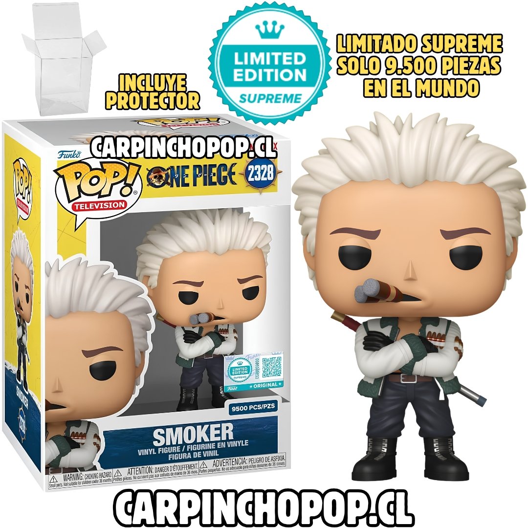 FUNKO POP TV ONE PIECE - SMOKER 2328 LIMITADO SUPREME SOLO 9500 PIEZAS EN EL MUNDO + PROTECTOR DE REGALO