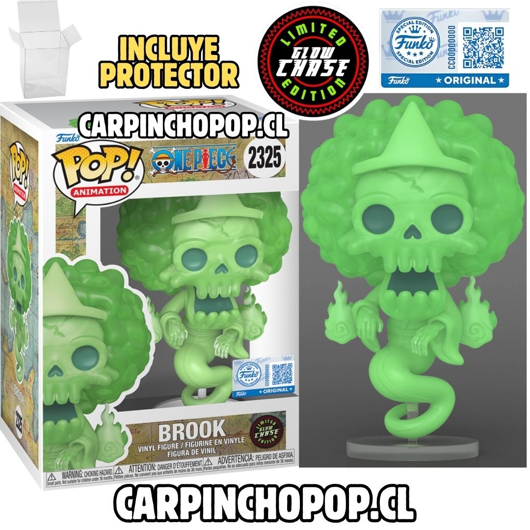 (PREVENTA) FUNKO POP ONE PIECE - BROOK 2325 EXCLUSIVO LIMITED GLOW CHASE EDITION + PROTECTOR DE REGALO (Inicios de AGOSTO)