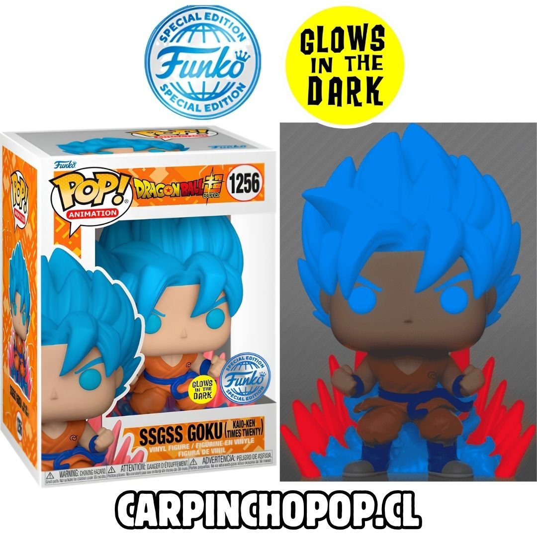 FUNKO POP DRAGON BALL SUPER - SSGSS GOKU KAIO KEN TIMES TWENTY 1256 GLOWS IN THE DARK SPECIAL EDITION