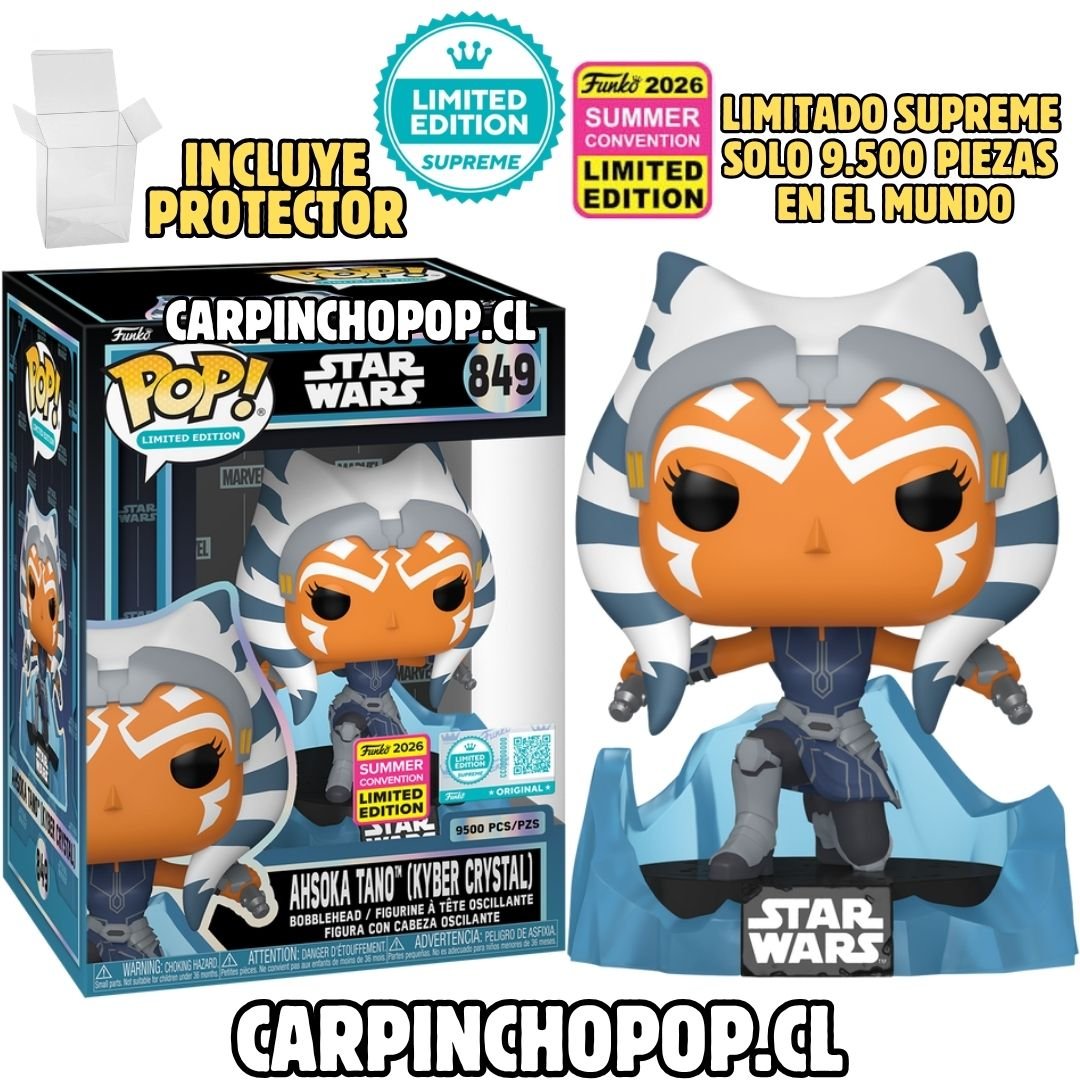 (PREVENTA) FUNKO POP STAR WARS - AHSOKA TANO KYBER CRYSTAL 849 EXCLUSIVO SDCC 2026 LIMITADO SUPREME 9500 PIEZAS EN EL MUNDO + PROTECTOR DE REGALO (Finales de AGOSTO)