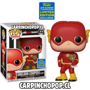 FUNKO POP TV THE BIG BANG THEORY - SHELDON COOPER AS THE FLASH 833 EXCLUSIVO SDCC (detalle en caja) + Protector de regalo