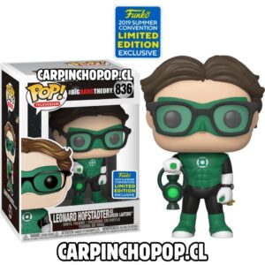 FUNKO POP TV THE BIG BANG THEORY - LEONARD HOFSTADTER AS GREEN LANTERN 836 EXCLUSIVO SDCC (detalle en caja) + Protector de regalo