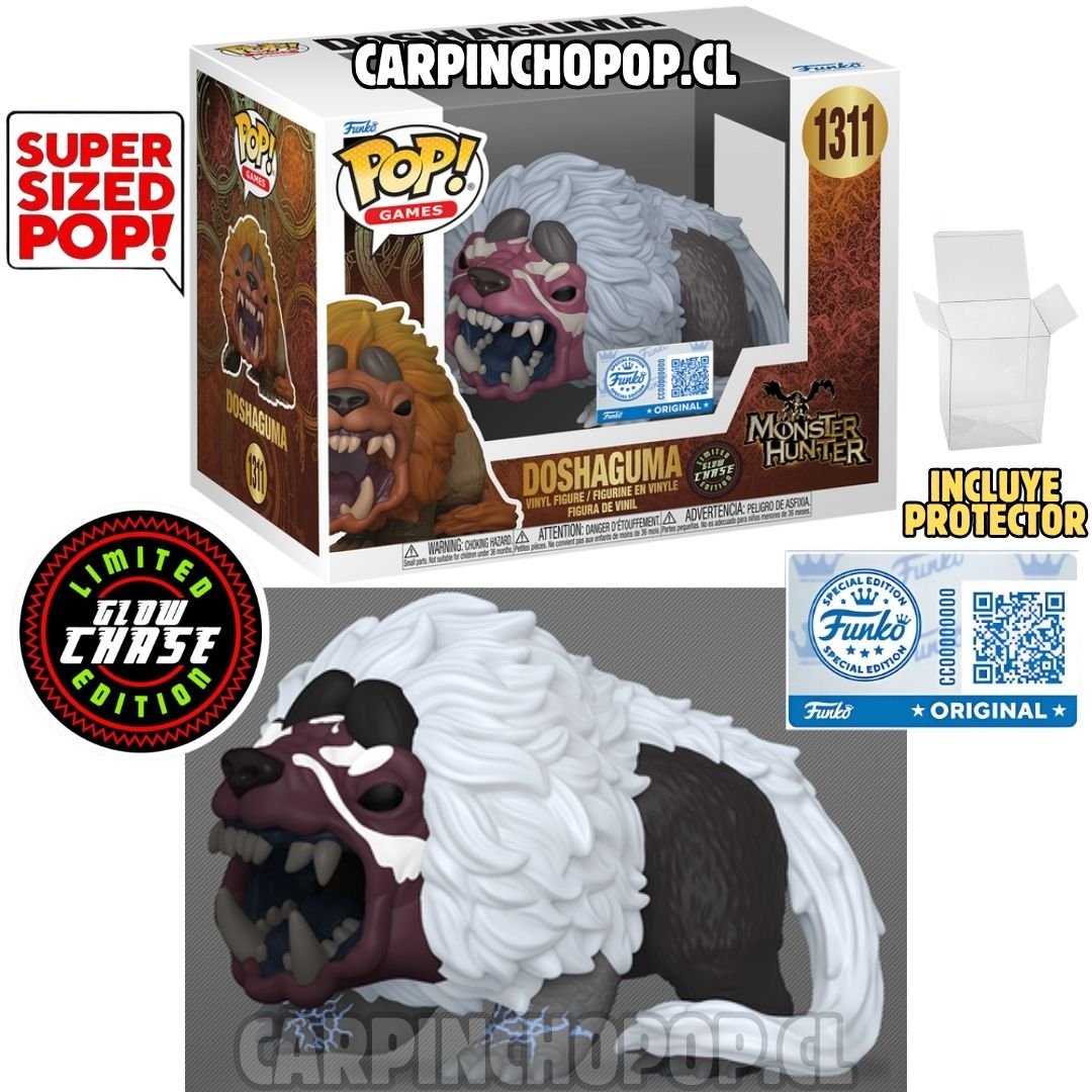 (PREVENTA) FUNKO POP PREMIUM GAMES MONSTER HUNTER - DOSHAGUMA 1311 EXCLUSIVO SUPER SIZED POP LIMITED GLOW CHASE EDITION + PROTECTOR DE REGALO (Finales de SEPTIEMBRE)