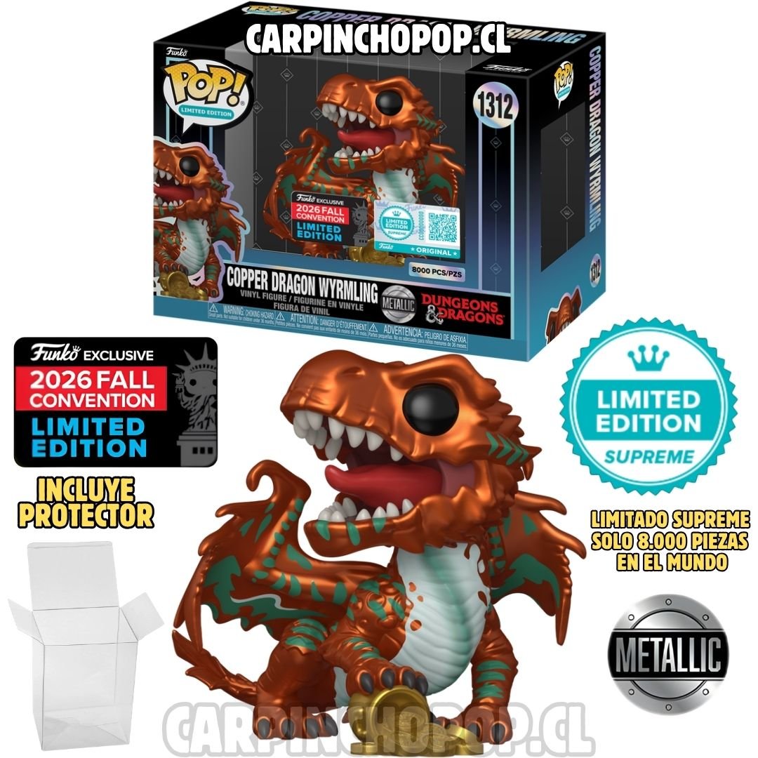 (PREVENTA) FUNKO POP GAMES DUNGEONS AND DRAGONS - COPPER DRAGON WRYMLING 1312 METALIC LIMITADO SUPREME SOLO 8000 PIEZAS EN EL MUNDO EXCLUSIVO NYCC 2026 + PROTECTOR DE REGALO (Inicios de NOVIEMBRE)