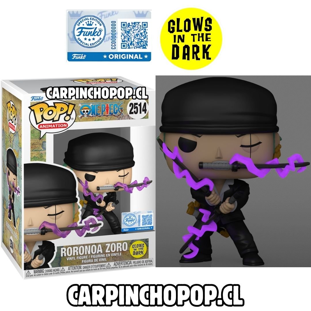 (PREVENTA) FUNKO POP ONE PIECE - RORONOA ZORO 2514 GLOWS IN THE DARK EXCLUSIVO (Mediados de NOVIEMBRE)