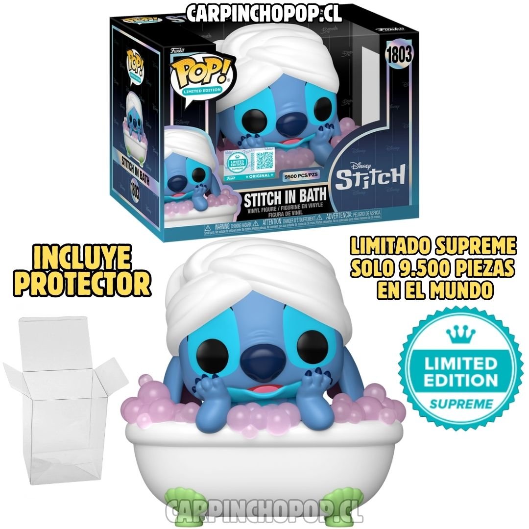 (PREVENTA) FUNKO POP DISNEY MOVIES LILO Y STITCH - STITCH IN BATH 1803 LIMITADO SUPREME SOLO 9500 PIEZAS EN EL MUNDO + PROTECTOR DE REGALO (Mediados de NOVIEMBRE)